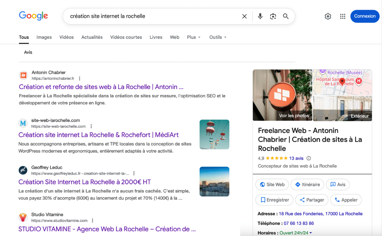 Résultat de recherche : création de site internet à La Rochelle